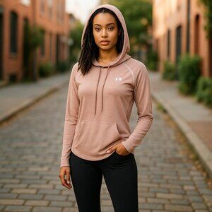 UNDER ARMOUR Pink Hooded Long Sleeve Top Ladies XS Loose Sze 0-2